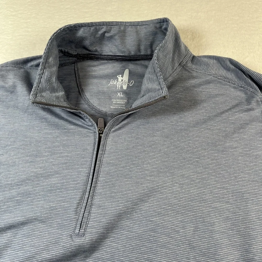 Johnnie-O 1/4 Zip Pullover Mens XL Blue Striped Lightweight Stretch Performance